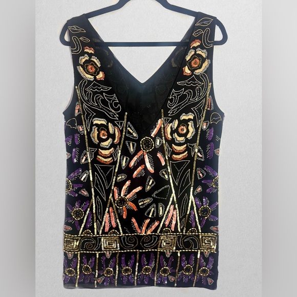 Free People Like New Beautiful Beaded Shift Mini Dress! - Picture 4 of 8